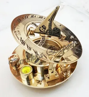 Brass Sundial Compass, 3-Inch Vintage Style Nautical Navigation Pocket Compass