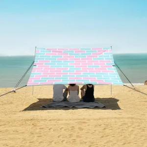 Brick Wall Pattern Beach Camping Tent Sun Shelter for Whole Family, Beach Shade Canopy with UPF50  UV Protection,Easy Set Up and Carry,Outdoor Shade for Trips, Fishing, Backyard Fun Picnics