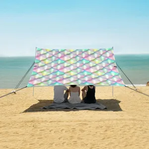 Bright Fantasy Scale Beach Canopy Tent Anti-UV & Wind Resistant, Camping Sun Shelter Easy Setup Portable,Outdoor Shade Tents with Sandbags,Sand Shovels,Ground Pegs & Stability Poles