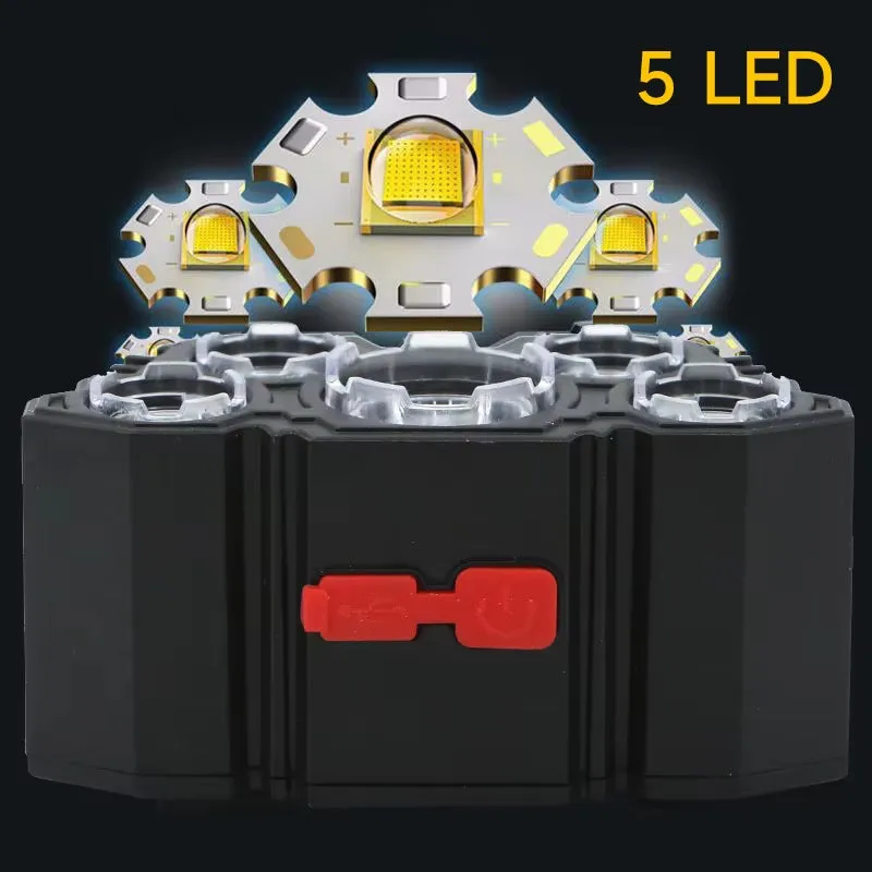 BrightBeam 5 LED Rechargeable Headlamp for Adventures