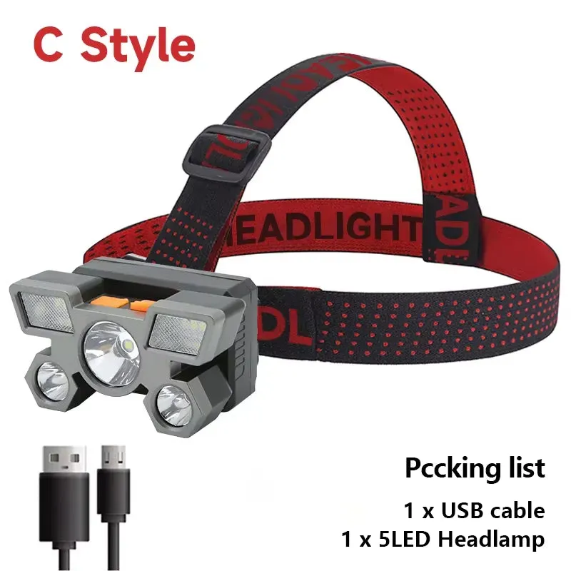BrightBeam 5 LED Rechargeable Headlamp for Adventures