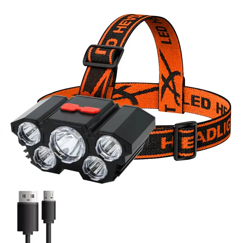 BrightBeam 5 LED Rechargeable Headlamp for Adventures