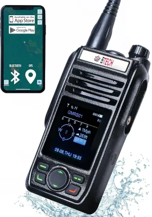 BTECH GMRS-PRO 5W Long-Range GMRS Radio – IP67 Waterproof, Bluetooth VOX, GPS, Texting, NOAA, Compass, Dual-Band Scanner, Off-Grid Location Sharing, Two-Way Walkie Talkie