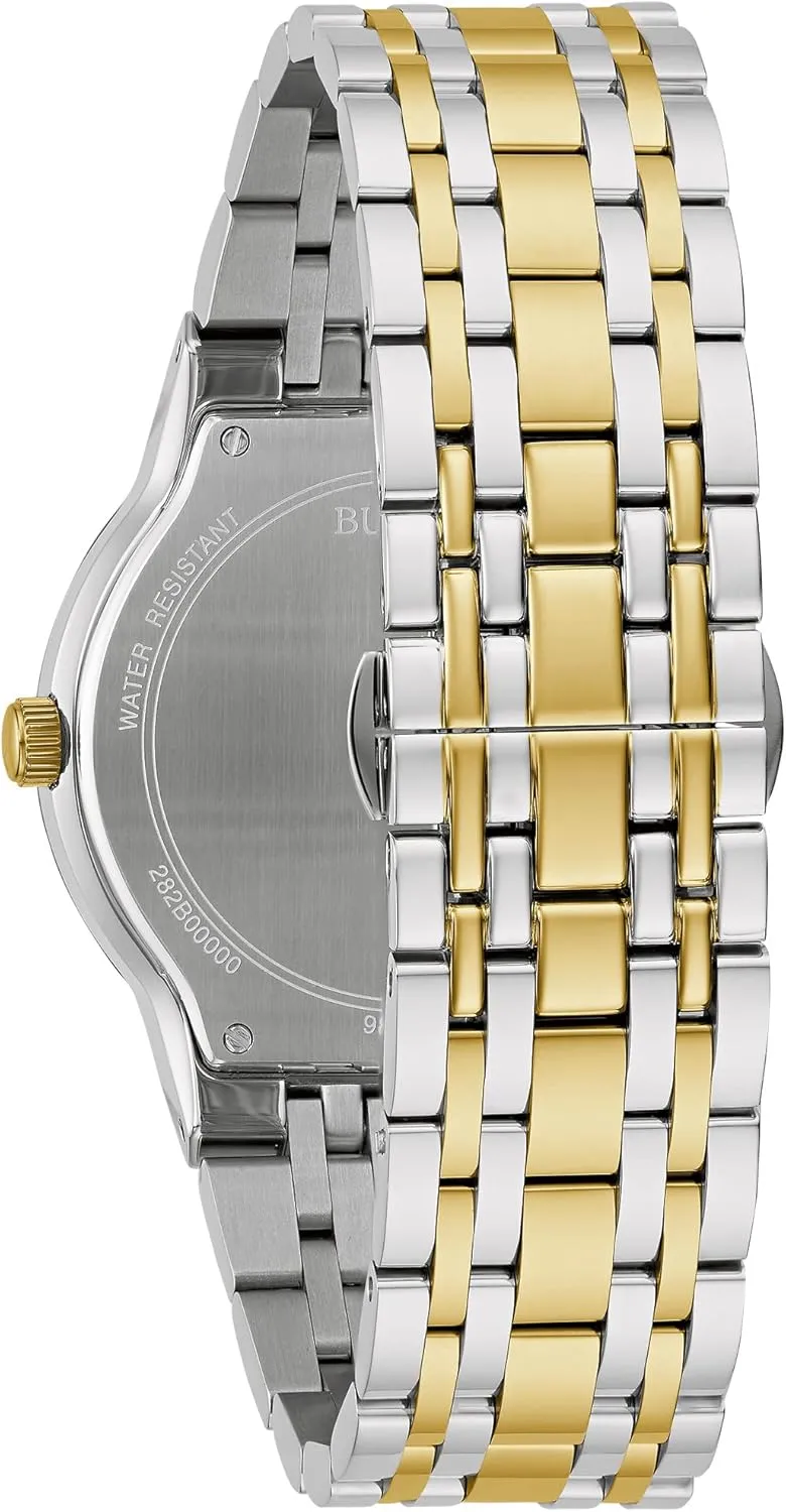 Bulova Men's Multi-Function 3-Hand Quartz Watch with Diamond Dial, Edge to Edge Crystal