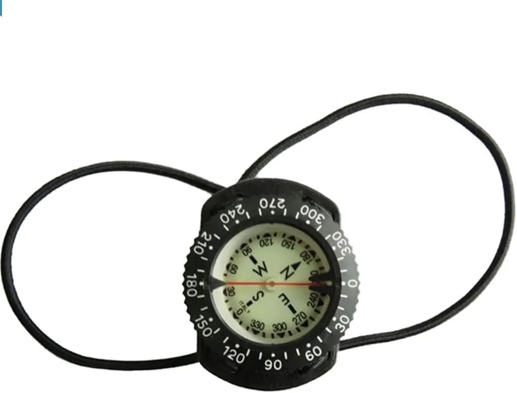 Bungee Cord Compass Underwater 100m Diving Professional Waterproof Navigator Scuba Luminous Compass for Swimming Diving，Provide Accurate Direction Assistance, Easy to carr