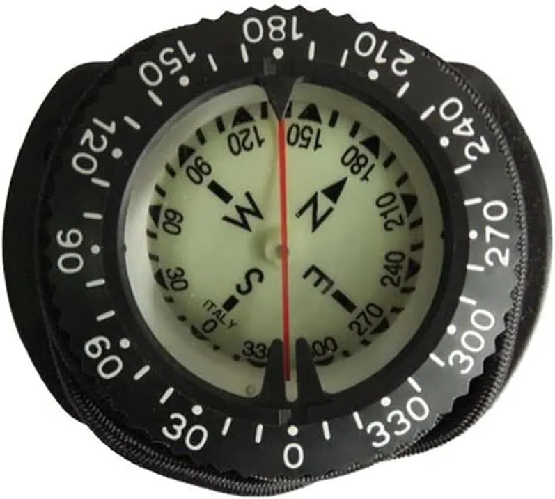 Bungee Cord Underwater Compass 100m Waterproof Diving Navigator with Luminous Dial for Scuba, Swimming & Outdoor Sports