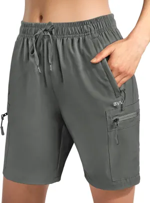 BVVU Women's Hiking Cargo Shorts Lightweight 7" Athletic Shorts for Women Quick Dry Casual Travel with Pockets