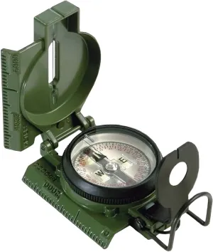 Cammenga 3HCS Lensatic Compass - Trusted US Military Gear for High Performance Navigation - Hand Held Water Resistant Navigation Compass - Clam Pack