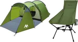 Camping Chair   Tunnel Tent, 4 Person Waterproof Tent & Ultralight High Back Camping Chair for Outdoor Motorcycle Camping
