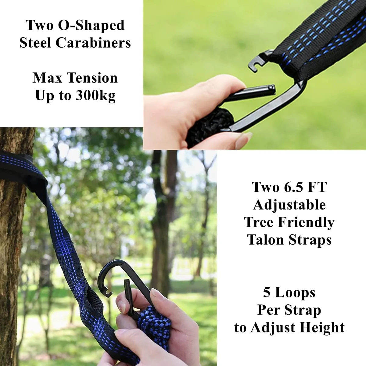 Camping Hammock Double & Single Portable Hammocks Ultralight Nylon Parachute Hammocks with 2 Tree Straps for Backpacking, Travel, Beach, Backyard, Camping, Hiking (Medium, Royal Blue)