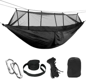 Camping Hammock -Portable Hammock，Insect and Mosquito nets, Multi-Person Load Bearing，Ultralight Nylon Camping Air Tent (Black (Black Cloth and Black mesh))