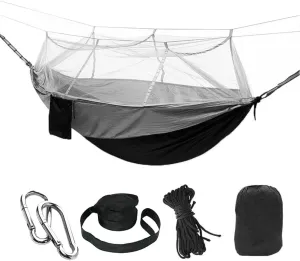 Camping Hammock -Portable Hammock，Insect and Mosquito nets, Multi-Person Load Bearing，Ultralight Nylon Camping Air Tent (Gray Mixed with Black)