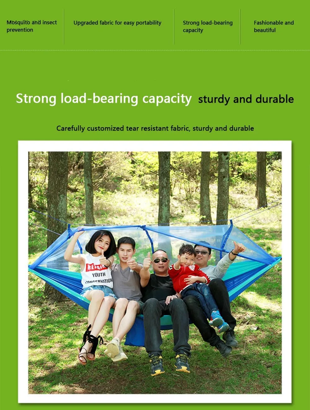 Camping Hammock -Portable Hammock，Insect and Mosquito nets, Multi-Person Load Bearing，Ultralight Nylon Camping Air Tent (Grey and Blue)