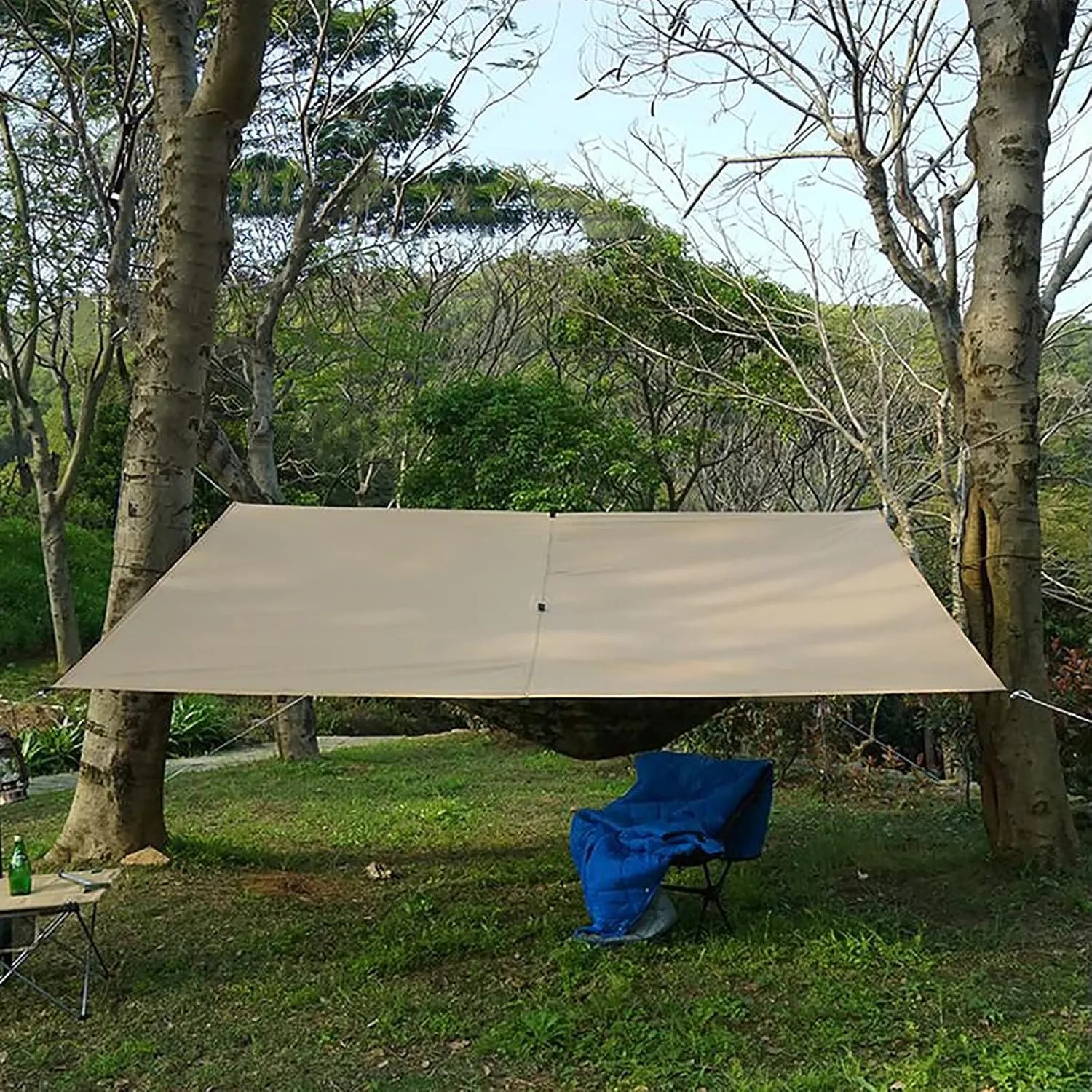 Camping Hammock Rain Fly, Ultralight and Portable Waterproof Tent Tarp, Camping Backpacking Survival Shelter, Sunscreen Awning Canopy with Silver Coating for Outdoor Camping, Hiking
