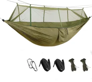 Camping Hammock with Mosquito Net, Portable Lightweight Double Hammock with 2 * Tree Straps, Best Hammock Tent for Outdoor, Hiking, Survival, Camping, Picnic, Backpacking, Travel, Beach