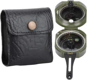 Camping Military Compass Pocket Transit Multifunction Compass Lensatic Sighting Fluorescent Waterproof with Storage Bag
