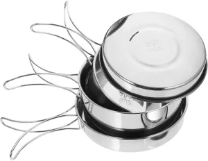 Camping Pot 304 Stainless Steel Outdoor Cookware Set Compact Design Easy-Clean Multi-use