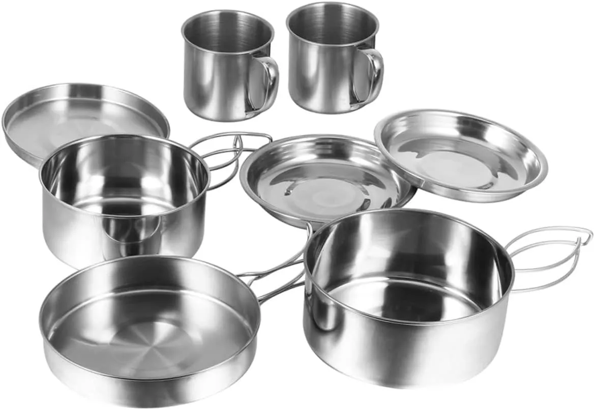 Camping Pot Set 8-Piece Portable Cookware Set Camping Utensils Easy to Clean