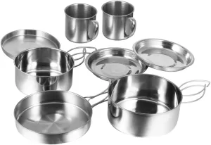 Camping Pot Set 8-Piece Portable Cookware Set Camping Utensils Easy to Clean