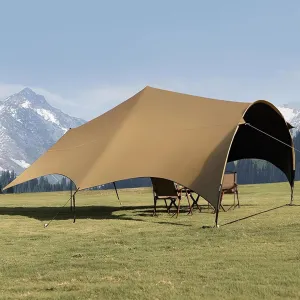 Camping Rain Tarp Shelter, Sunshade Canopy Outdoor with Pole for Beach Travel, Parties, 25 Square Meters of Shade Area