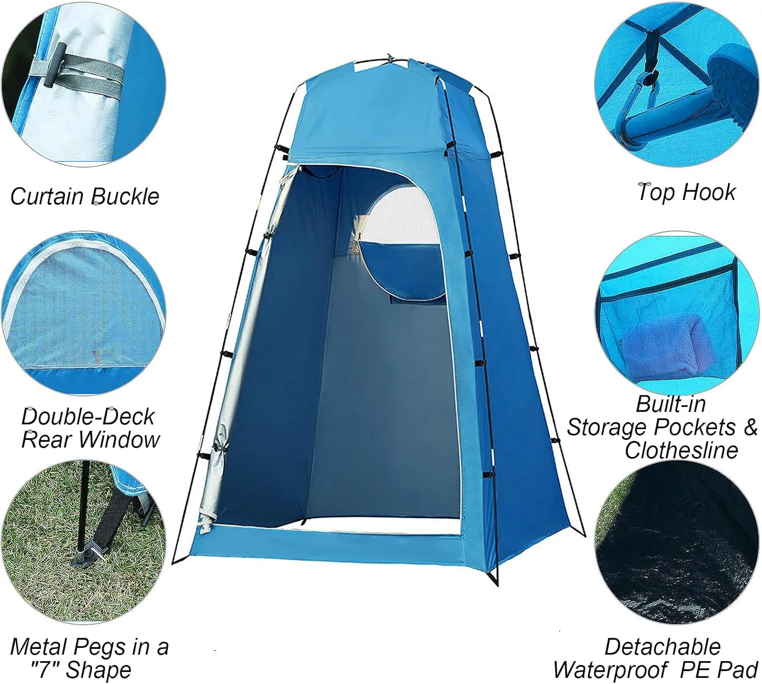 Camping Shower Tent, Privacy Shelter, Changing Room Tent for Portable Toilet with Floor and Carrying Bag, Lightweight & Sturdy, Perfecr for Hiking Sun Picnic Fishing