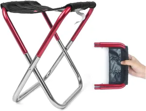 Camping Stool, Small Folding Chair, The Portable Aluminum Alloy Folding Chair Stool Seat Outdoor Fishing Camping Outdoor Lightweight Fishing Seat (Color : Red)