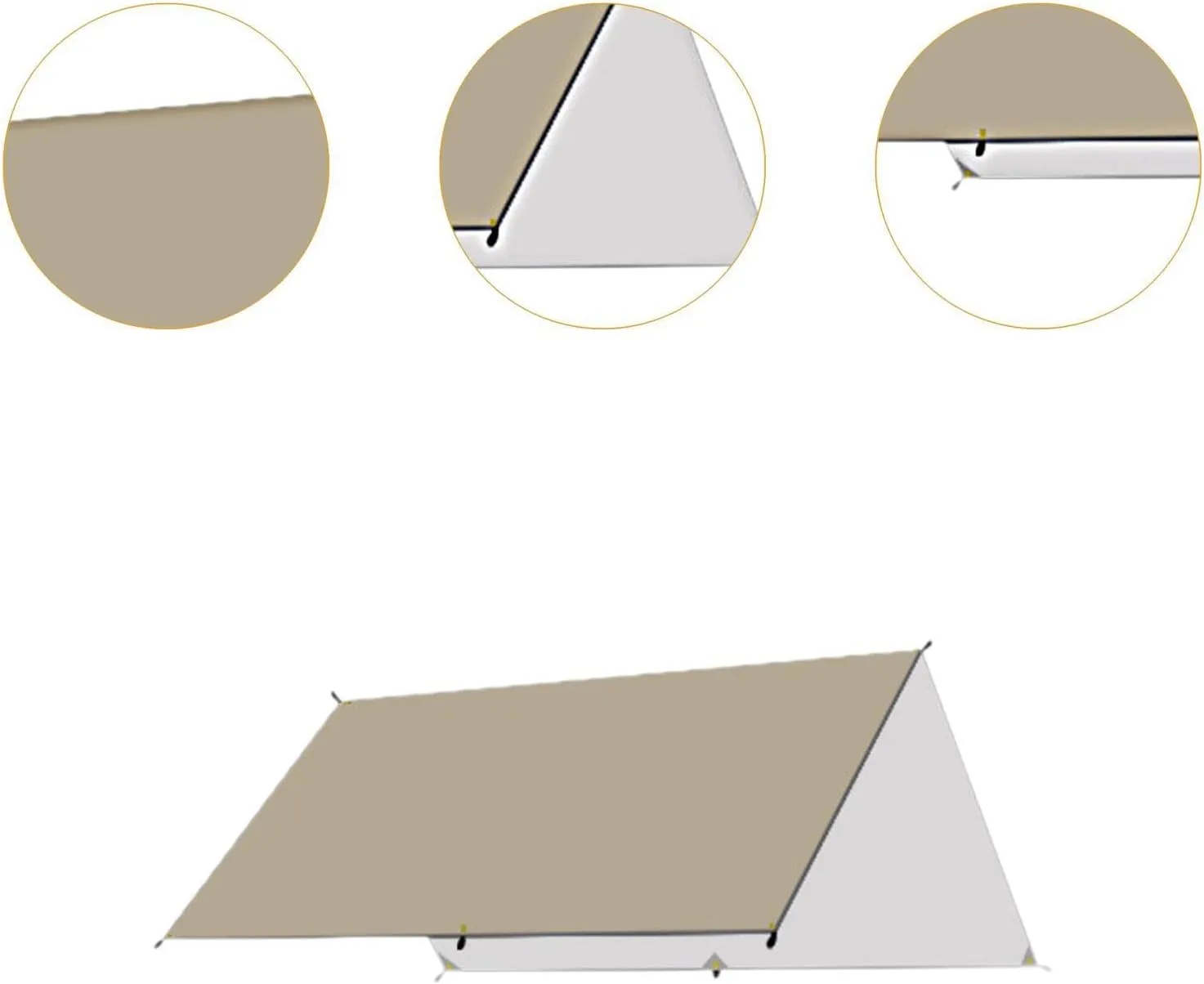 Camping Tarp Awning Canopy Ultralight Compact, Tent Tarp Camping Canopy for Picnic Barbecue Outdoor Activities Travel Garden, khaki