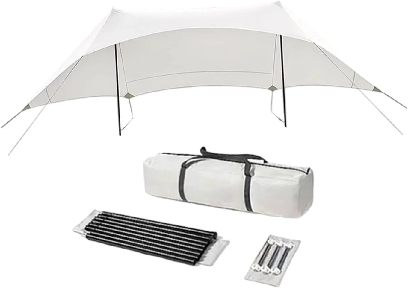 Camping Tarp Camping Canopy Gear Versatile Sun Protection with Storage Bag Tent Tarp for Backpacking Beach Yard Garden Travel, Height 2.4m