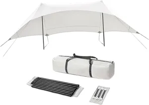 Camping Tarp Camping Canopy Gear Versatile Sun Protection with Storage Bag Tent Tarp for Backpacking Beach Yard Garden Travel, Height 2.4m