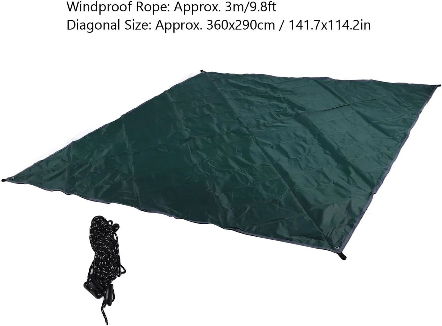 Camping Tarp, Camping Canopy Multifunctional Quadrangle Sunscreen Waterproof Tent Tarp Outdoor Hammock Tent for Camping Outdoor Beach(Dark Green)