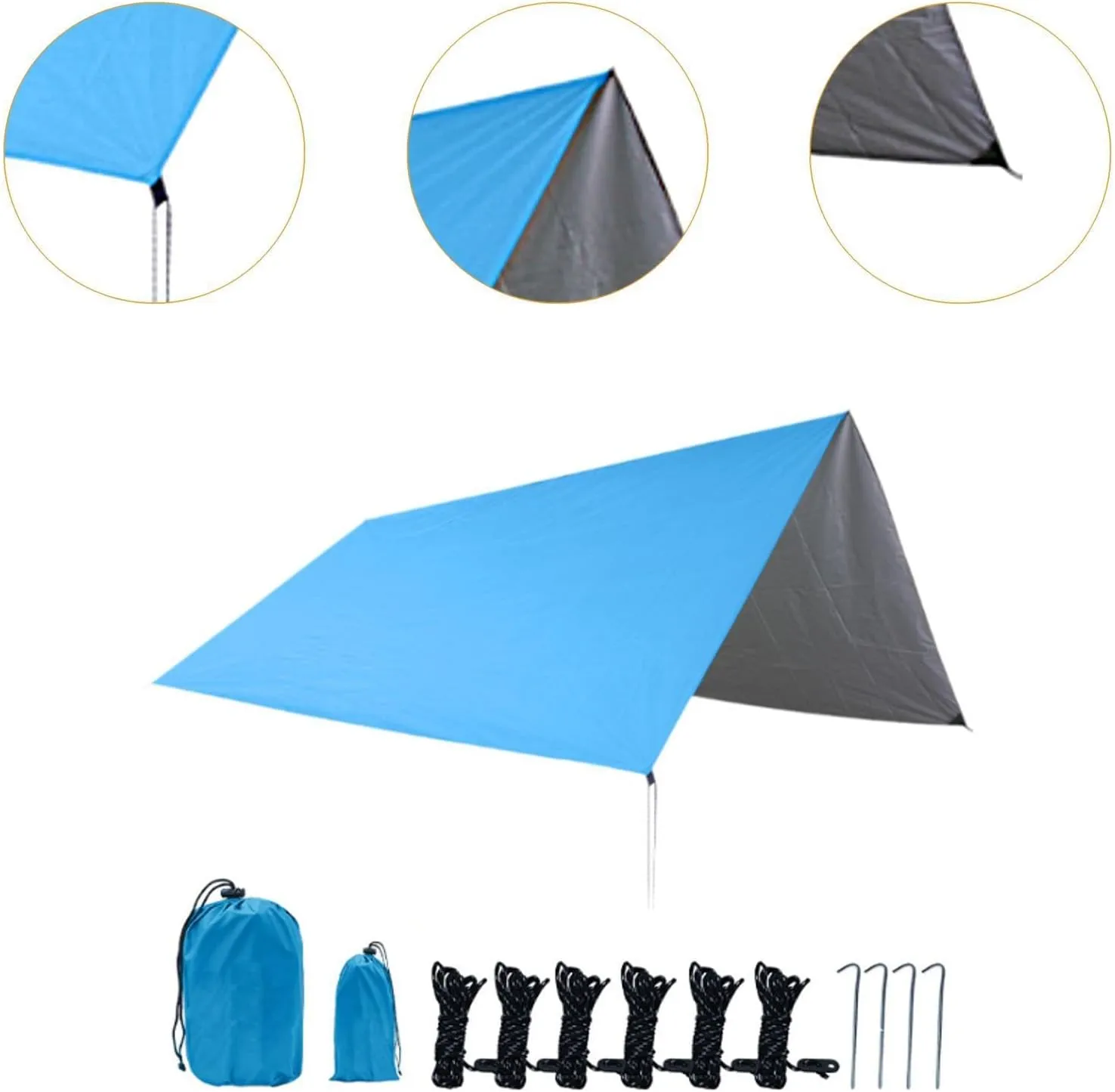Camping Tarp Shelter Ultralight Compact Portable Camping Canopy Tent Tarp for Hiking Travel Beach Barbecue Outdoor Activities