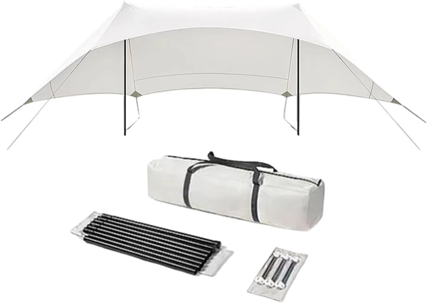 Camping Tarp Tent Tarp Awning, Sun Protection Ultralight Camping Canopy with Storage Bag, for Travel Outdoor Fishing Hammock, Height 2.4m
