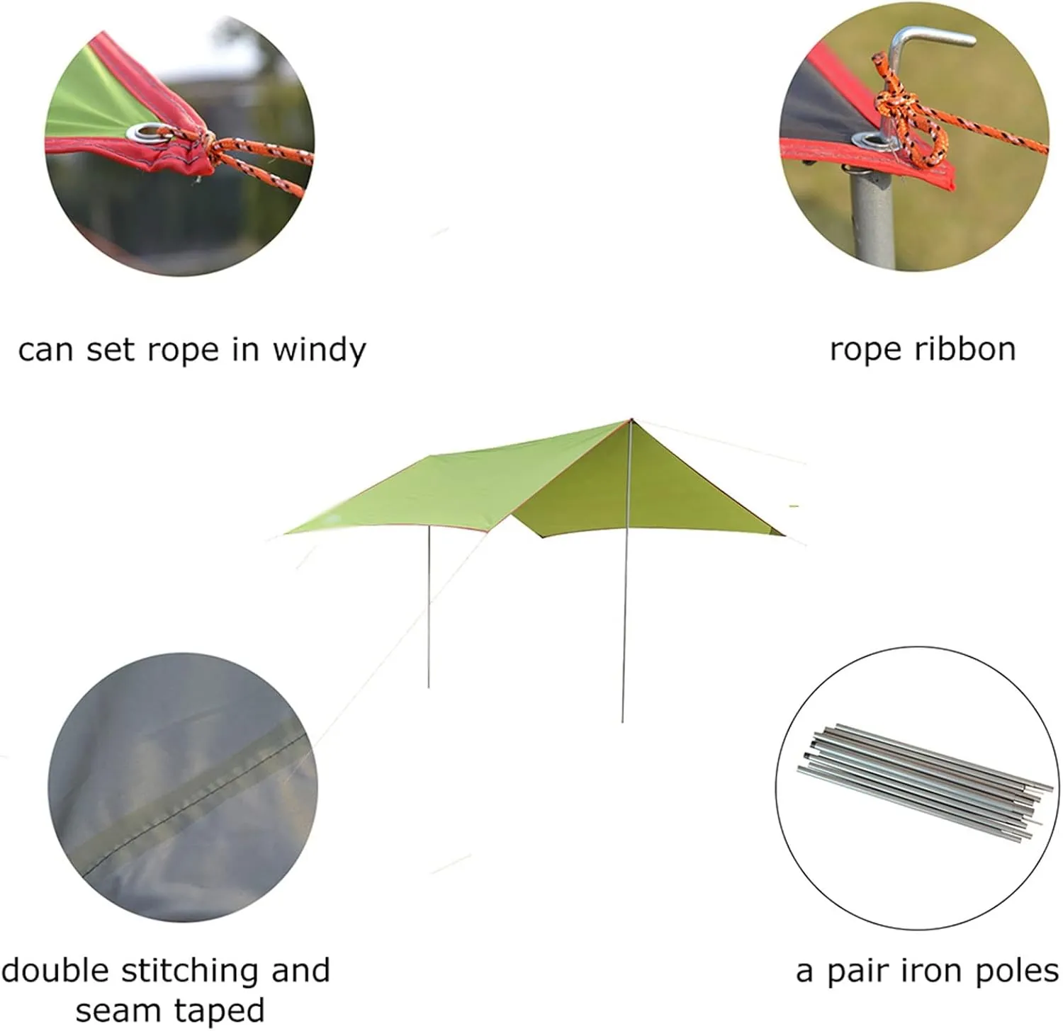 Camping Tarp, Waterproof Outdoor Awning Hammock Tarp Rain Fly Lightweight Camping Tent Sun Shelter for Tourism Hiking Beach Pergola
