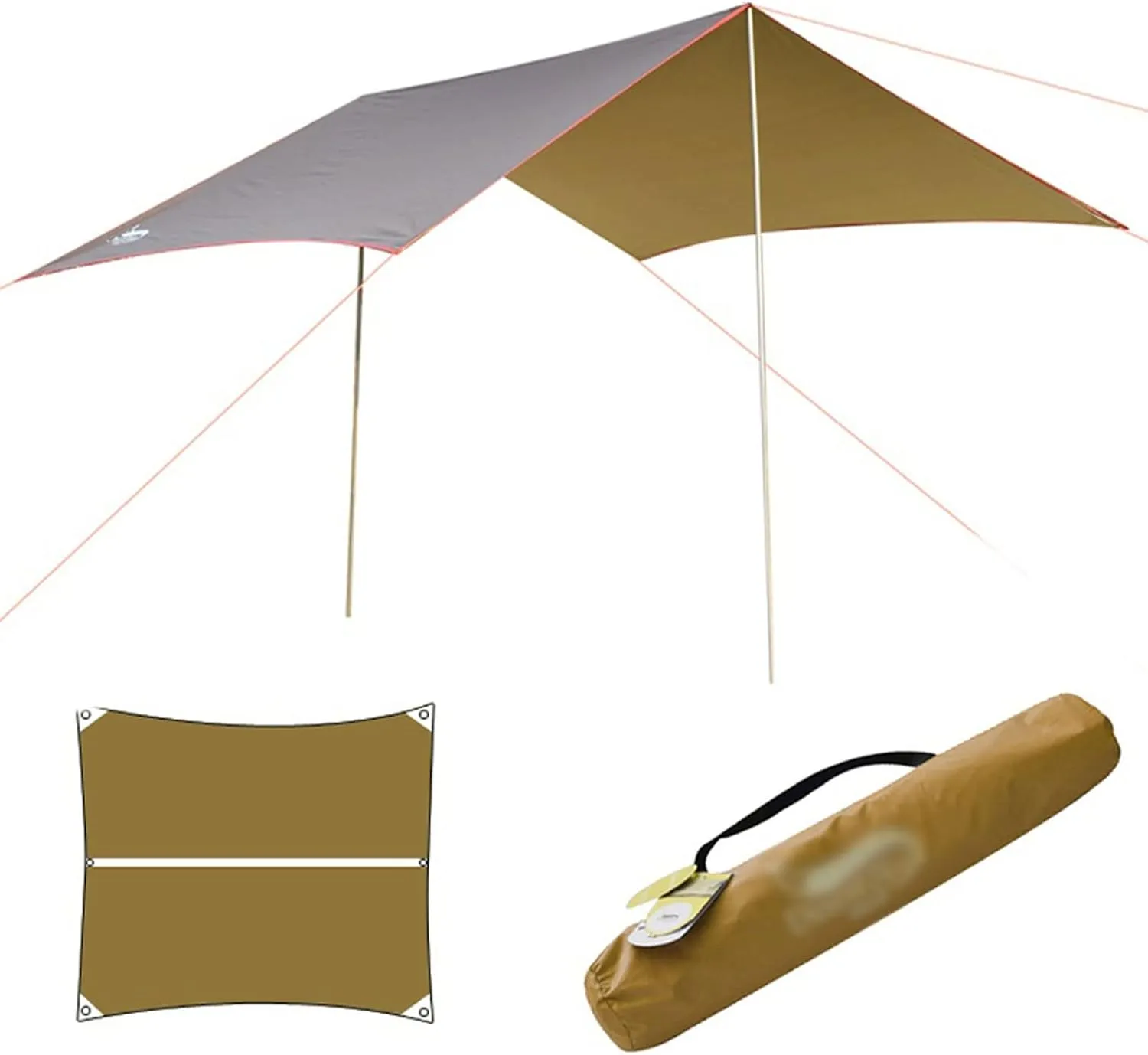 Camping Tarp, Waterproof Outdoor Awning Hammock Tarp Rain Fly Lightweight Camping Tent Sun Shelter for Tourism Hiking Beach Pergola