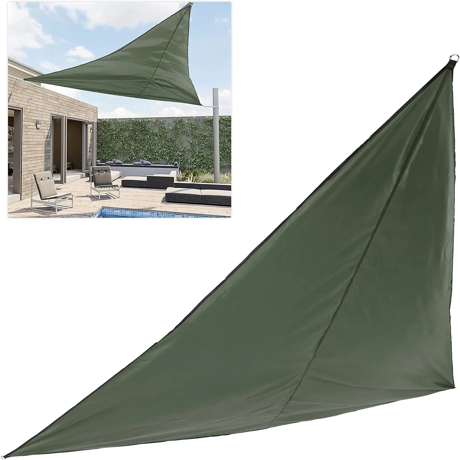 Camping Tarp Waterproof, Triangle Sun Shade Camping Traveling Awning, Backpacking Tarp Shelter Rain Tarp, Tent Canopy Waterproof Sunproof Multifunctional Camping Tarp(OD Green)