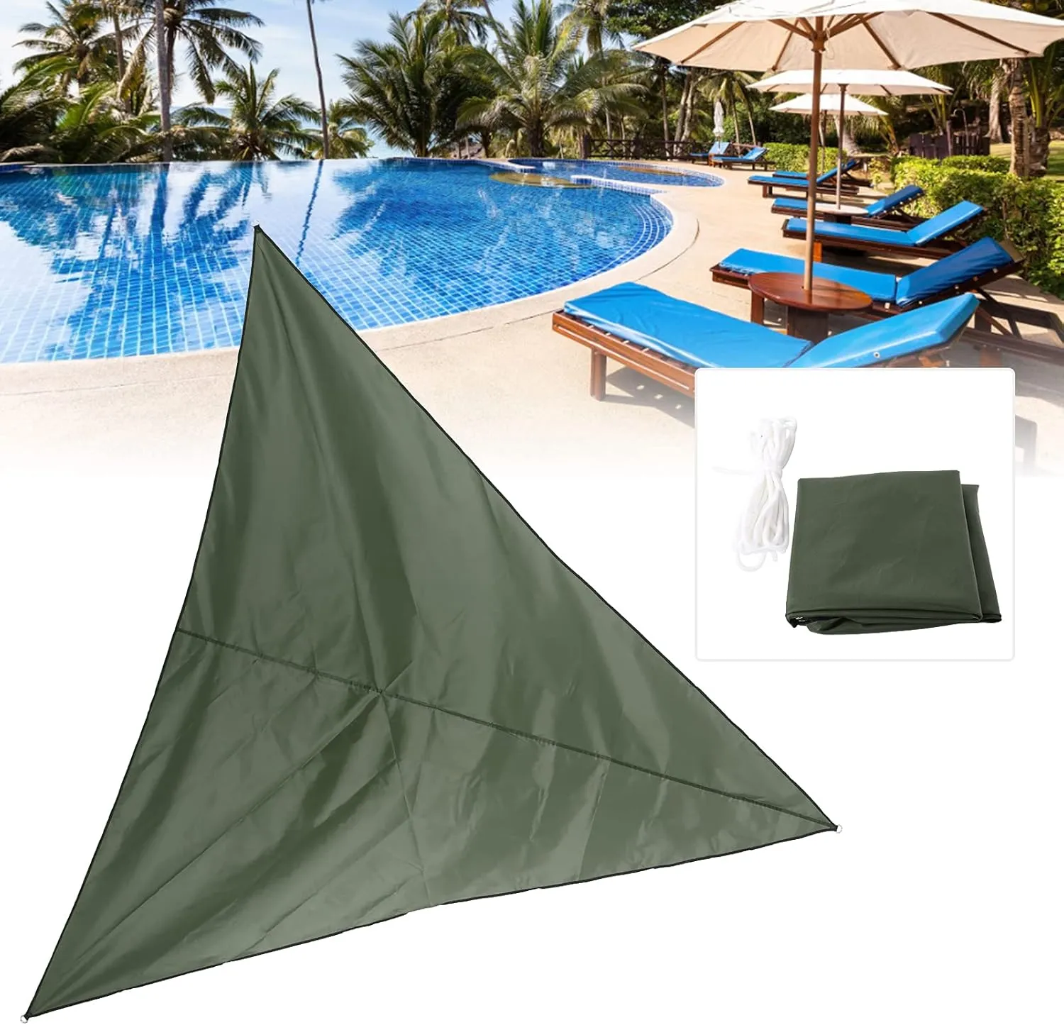 Camping Tarp Waterproof, Triangle Sun Shade Camping Traveling Awning, Backpacking Tarp Shelter Rain Tarp, Tent Canopy Waterproof Sunproof Multifunctional Camping Tarp(OD Green)