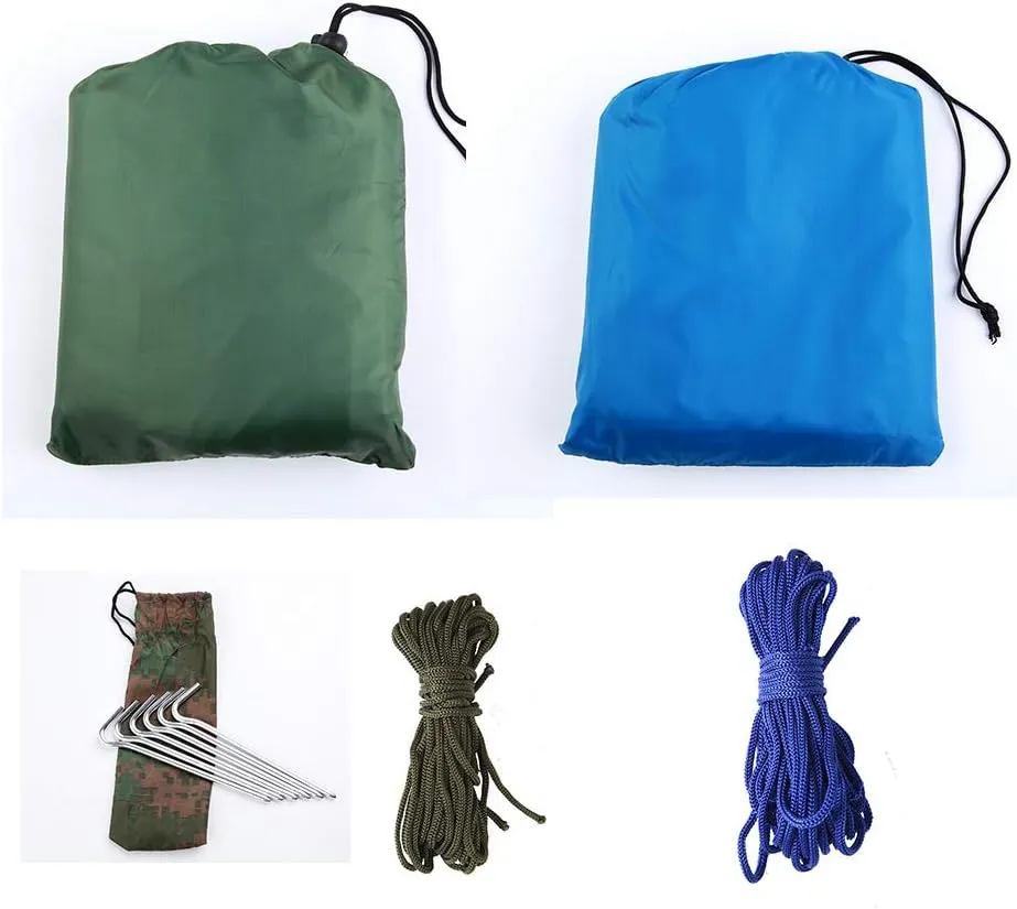 Camping tarp with Poles Rain Fly Tent Tarp 3m x 3m Lightweight Camping Shelter Hiking Tent Tarpaulin