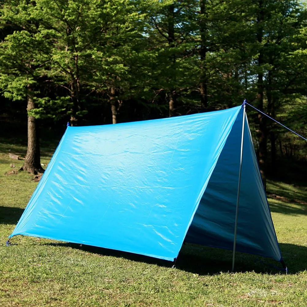 Camping tarp with Poles Rain Fly Tent Tarp 3m x 3m Lightweight Camping Shelter Hiking Tent Tarpaulin