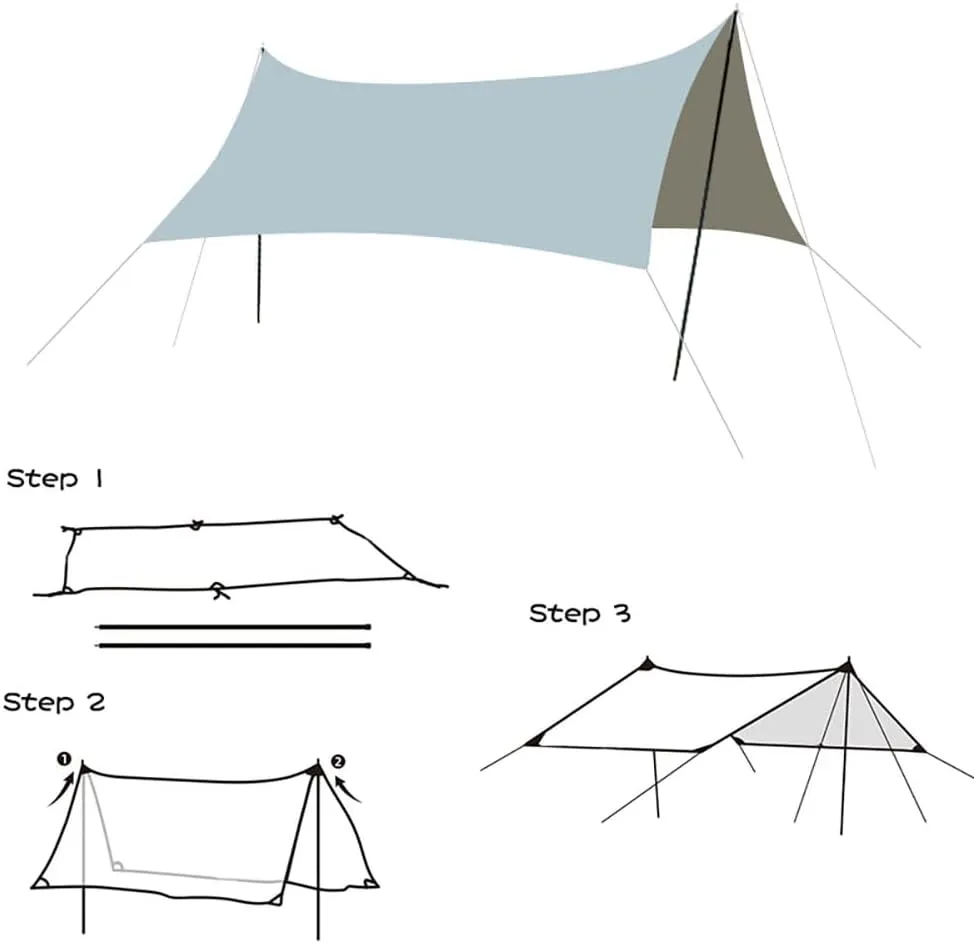 Camping Tarp with Poles Waterproof Car Awning Canopy Tent Tarp for Outdoor, Traveling, Hilking, Potluck (Light Green,9.8×9.8ft)