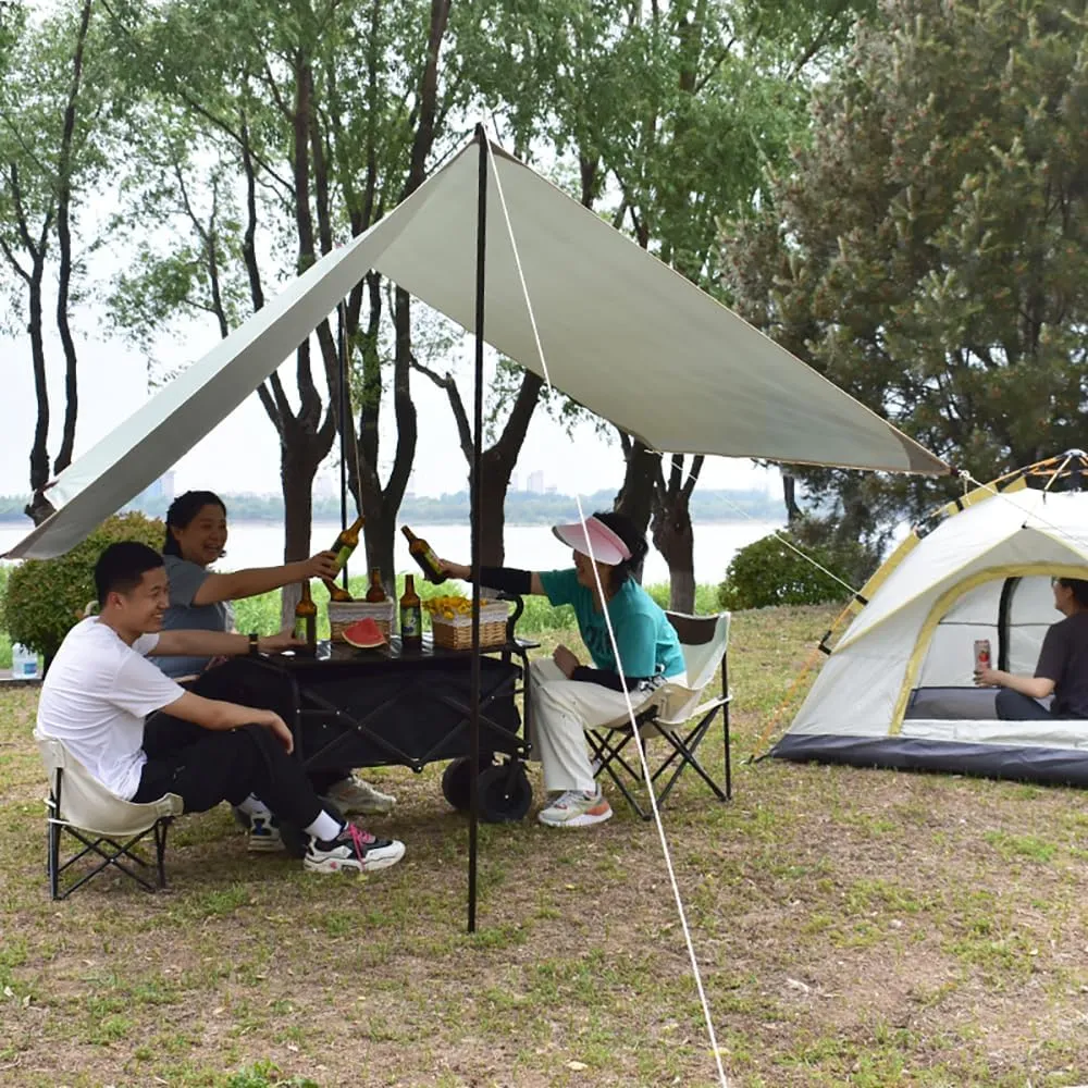 Camping Tarp with Poles Waterproof Car Awning Canopy Tent Tarp for Outdoor, Traveling, Hilking, Potluck (Light Green,9.8×9.8ft)