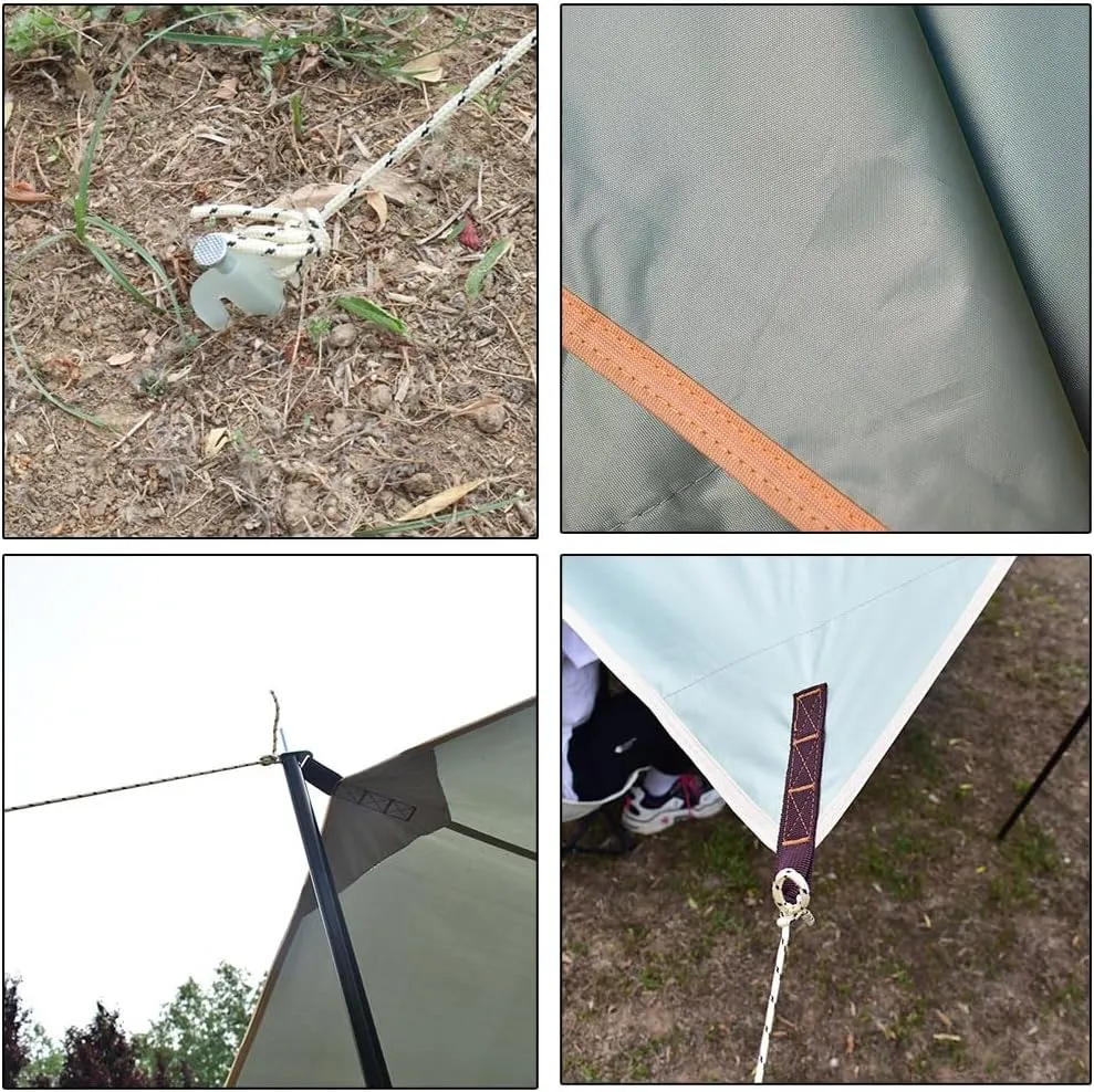 Camping Tarp with Poles Waterproof Car Awning Canopy Tent Tarp for Outdoor, Traveling, Hilking, Potluck (Light Green,9.8×9.8ft)