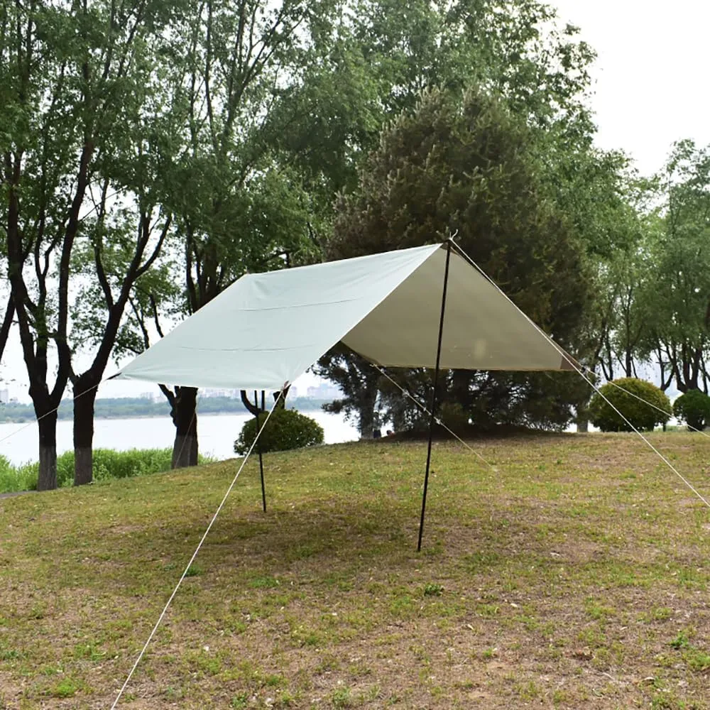 Camping Tarp with Poles Waterproof Car Awning Canopy Tent Tarp for Outdoor, Traveling, Hilking, Potluck (Light Green,9.8×9.8ft)