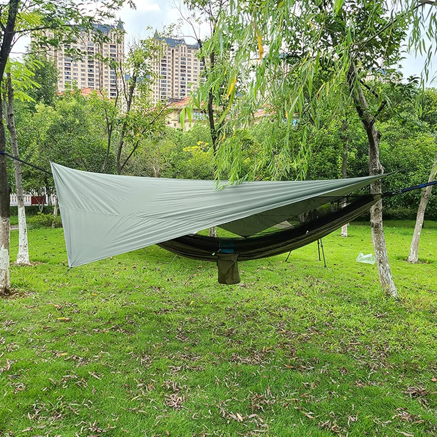 Camping Tarp,Rhombus Waterproof Tarp Tent Shade Outdoor Camping Hammock Garden Silver Coated Awning Canopy Sunshade Ultralight 340 * 260cm (Color : Army Green, Size : 340 * 260cm)