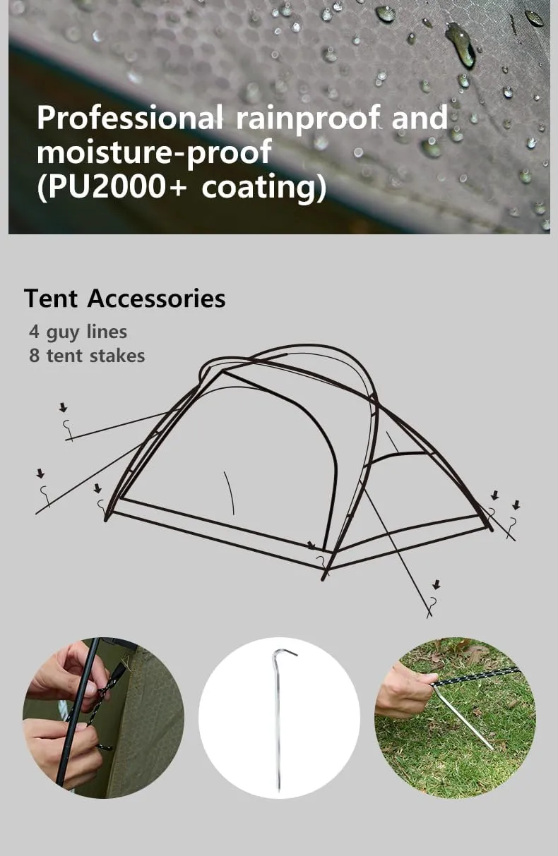 Camping Tent 1 to 2 Person, Backpacking Tent Waterproof & Windproof, Ultralight Instant Tent for Camping, Hiking, Outdoor,Lightweight for Adults Kids Scouts Easy Setup