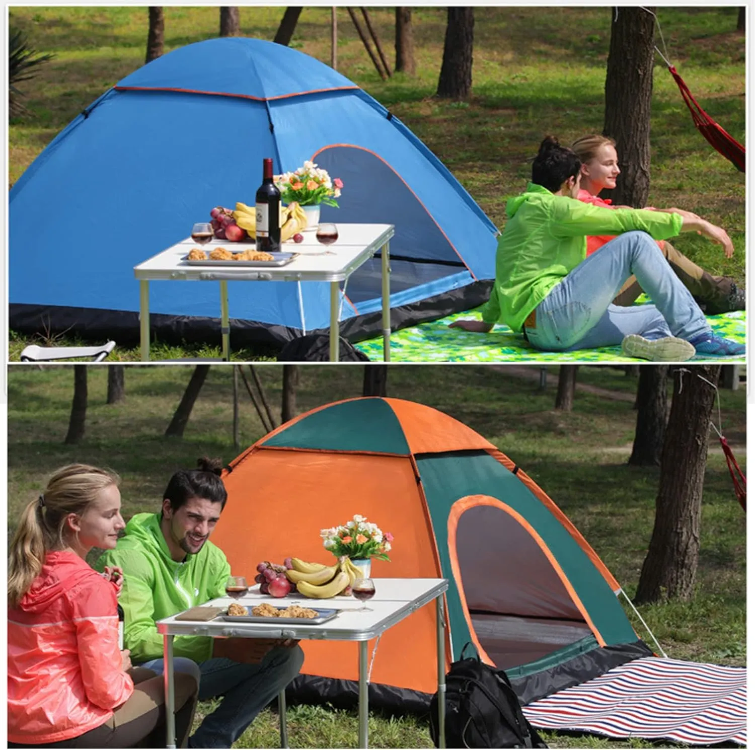 Camping Tent 3-5 Person - Family Dome Waterproof Backpack Tents with Top Rainfly, Ultralight Easy Set Up Small Tents with Carry Bag for 4 Season Hiking Glamping Beach Outdoor