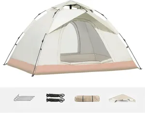 Camping Tent 3 Person, Instant Pop Up Tent Portable Dome Tents for Camping, Waterproof Windproof UV Backpacking Tent, for Trekking, Camping, Beach, Adventure, Sleepovers