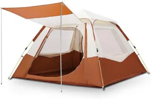 Camping Tent 3/5 Person Instant Tent Setup, Beach Canopy Pop Up Tent With 2 Mesh Windows & 2 Doors, Windproof Portable Tent With Carry Bag For Family Camping & Hiking ( Color : /Brown , Size : 5-8 per