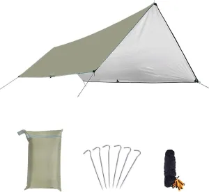 Camping Tent 3x4m Awning Waterproof Tarpaulin Tent Shade Ultra Light Garden Canopy Shade Outdoor Camping Hammock Rainfly Beach Awning (Color : 2, Size
