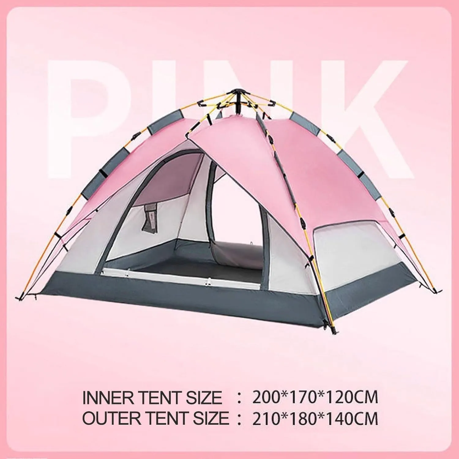 Camping Tent, 4 Person Waterproof Tent, Pop Up Tent for Camping, Portable Backpacking Tent, Instant Setup, Family Tent for Camping Hiking Outdoor
