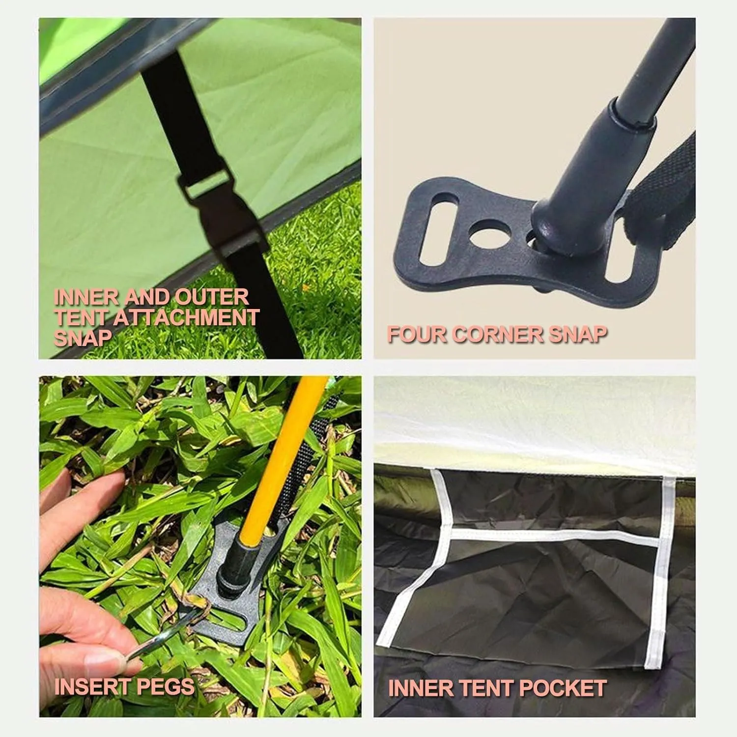 Camping Tent, 4 Person Waterproof Tent, Pop Up Tent for Camping, Portable Backpacking Tent, Instant Setup, Family Tent for Camping Hiking Outdoor